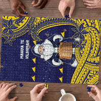 Tokelau Christmas Puzzle Santa With Tuluma Xmas Tribal Waves - Polynesian Pride