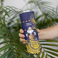 Tokelau Christmas Skinny Tumbler Santa With Tuluma Xmas Tribal Waves - Polynesian Pride