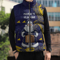 Tokelau Christmas Sleeveless Puffer Jacket Santa With Tuluma Xmas Tribal Waves - Polynesian Pride