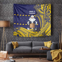 Tokelau Christmas Tapestry Santa With Tuluma Xmas Tribal Waves - Polynesian Pride