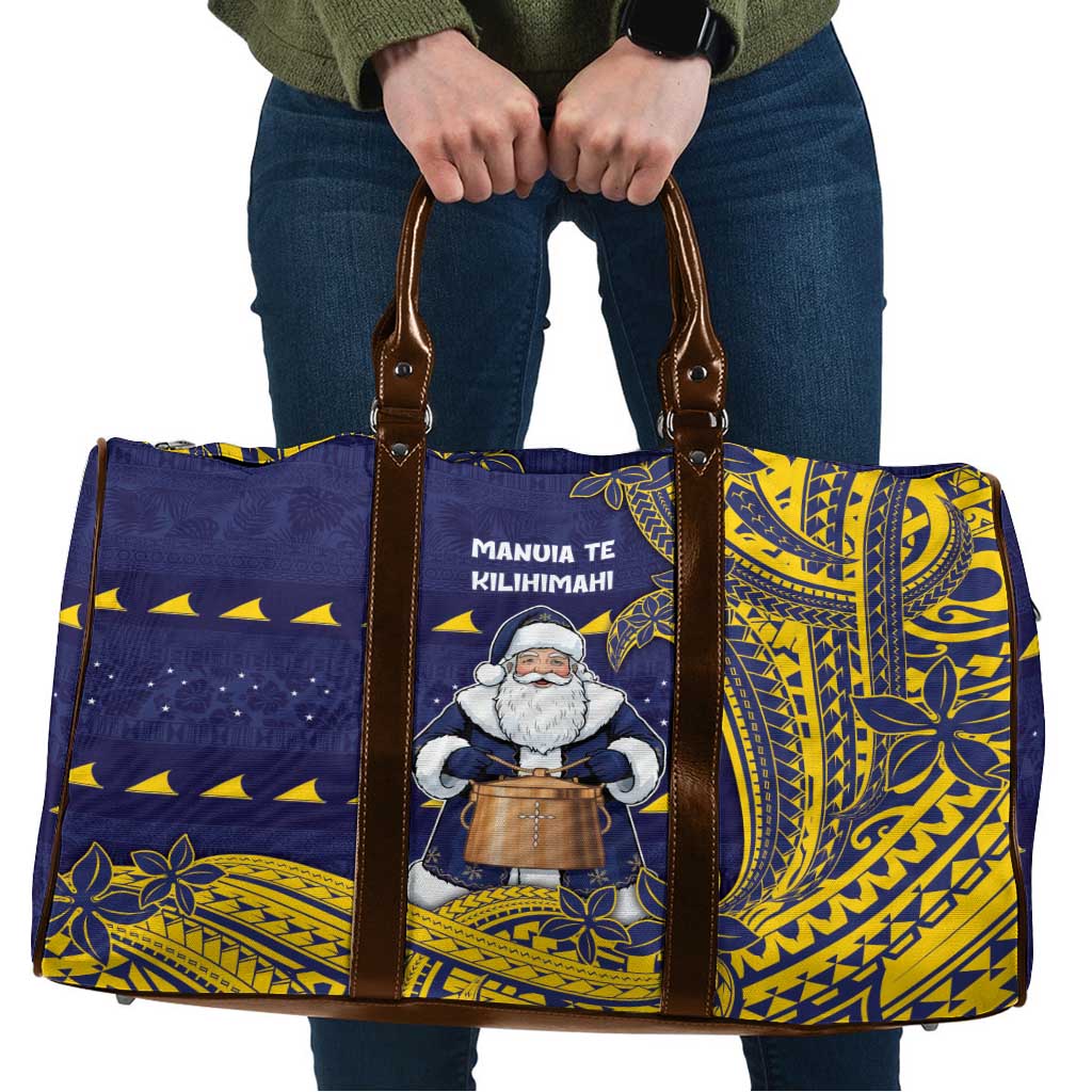 Tokelau Christmas Travel Bag Santa With Tuluma Xmas Tribal Waves - Polynesian Pride