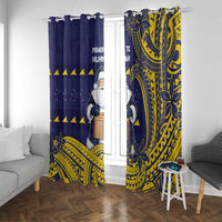 Tokelau Christmas Window Curtain Santa With Tuluma Xmas Tribal Waves - Polynesian Pride
