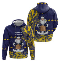 Tokelau Christmas Zip Hoodie Santa With Tuluma Xmas Tribal Waves - Polynesian Pride