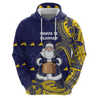 Tokelau Christmas Zip Hoodie Santa With Tuluma Xmas Tribal Waves - Polynesian Pride