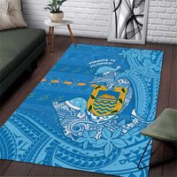 Tuvalu Christmas Area Rug Dolphins Santa Xmas Tribal Waves - Polynesian Pride