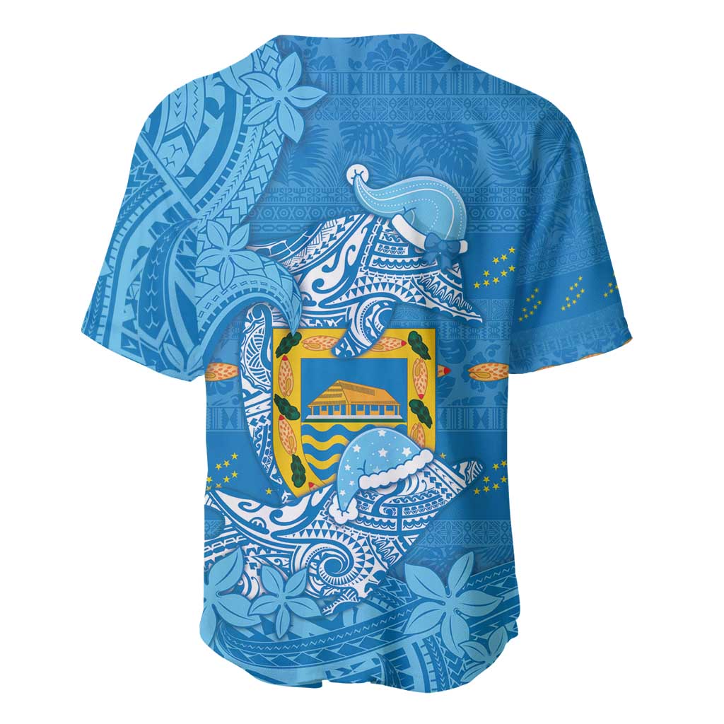 Tuvalu Christmas Baseball Jersey Dolphins Santa Xmas Tribal Waves - Polynesian Pride