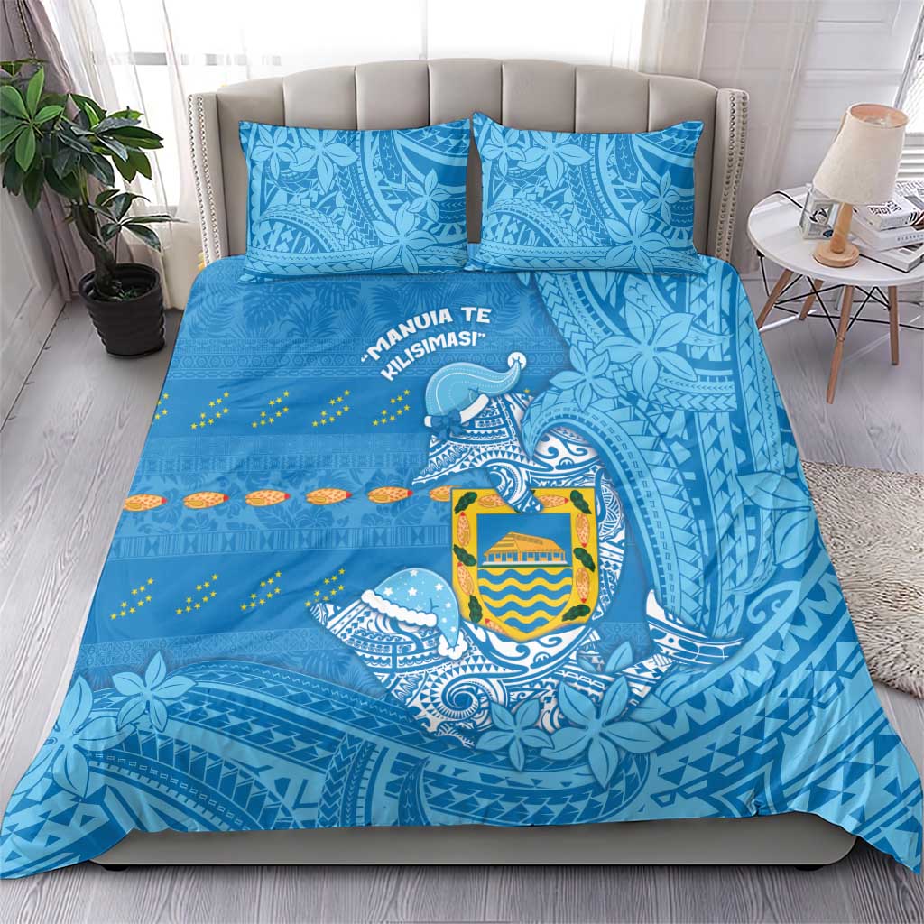 Tuvalu Christmas Bedding Set Dolphins Santa Xmas Tribal Waves - Polynesian Pride