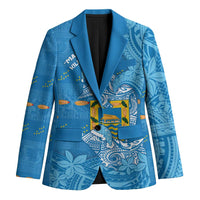 Tuvalu Christmas Blazer Dolphins Santa Xmas Tribal Waves - Polynesian Pride