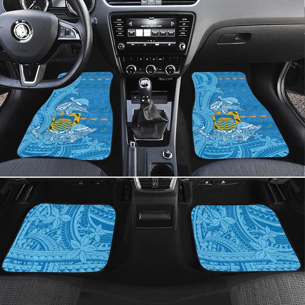 Tuvalu Christmas Car Mats Dolphins Santa Xmas Tribal Waves - Polynesian Pride