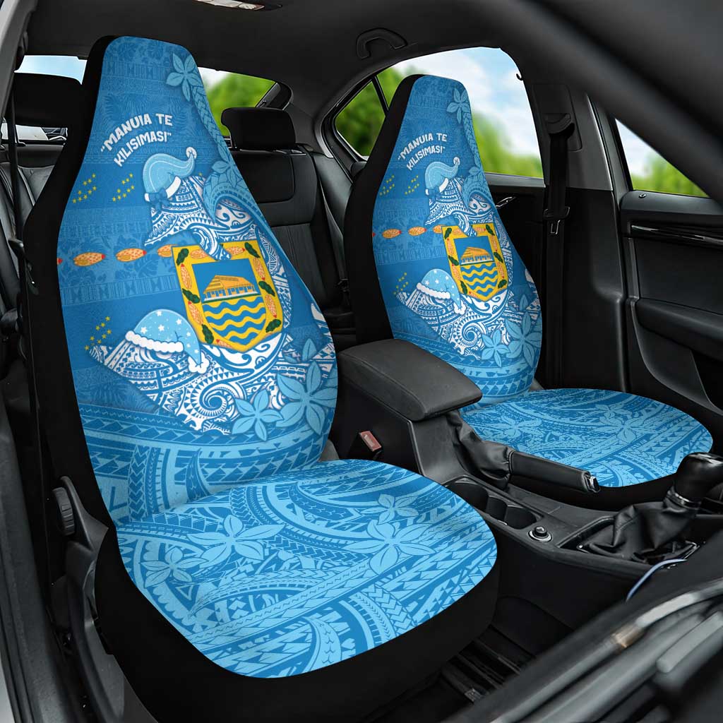 Tuvalu Christmas Car Seat Cover Dolphins Santa Xmas Tribal Waves - Polynesian Pride