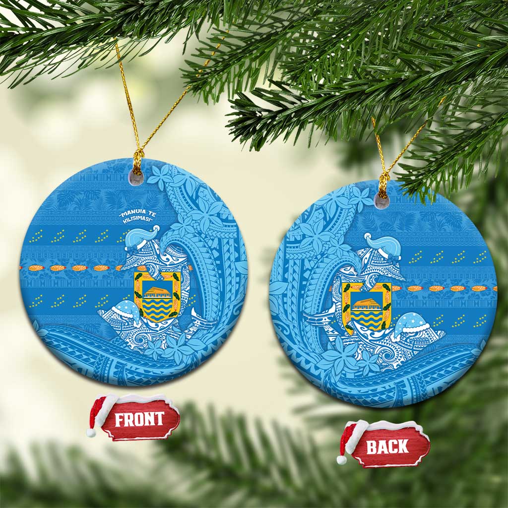 Tuvalu Christmas Ceramic Ornament Dolphins Santa Xmas Tribal Waves - Polynesian Pride