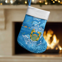 Tuvalu Christmas Stocking Dolphins Santa Xmas Tribal Waves - Polynesian Pride