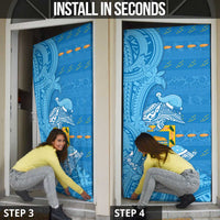 Tuvalu Christmas Door Cover Dolphins Santa Xmas Tribal Waves - Polynesian Pride