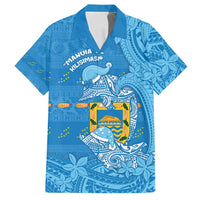 Tuvalu Christmas Family Matching Long Sleeve Bodycon Dress and Hawaiian Shirt Dolphins Santa Xmas Tribal Waves - Polynesian Pride