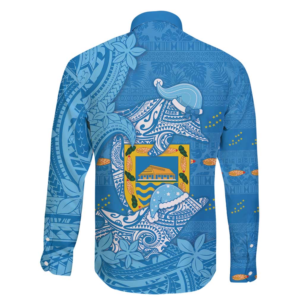 Tuvalu Christmas Family Matching Mermaid Dress and Hawaiian Shirt Dolphins Santa Xmas Tribal Waves - Polynesian Pride