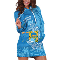 Tuvalu Christmas Hoodie Dress Dolphins Santa Xmas Tribal Waves - Polynesian Pride