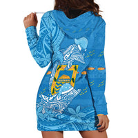 Tuvalu Christmas Hoodie Dress Dolphins Santa Xmas Tribal Waves - Polynesian Pride