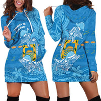 Tuvalu Christmas Hoodie Dress Dolphins Santa Xmas Tribal Waves - Polynesian Pride