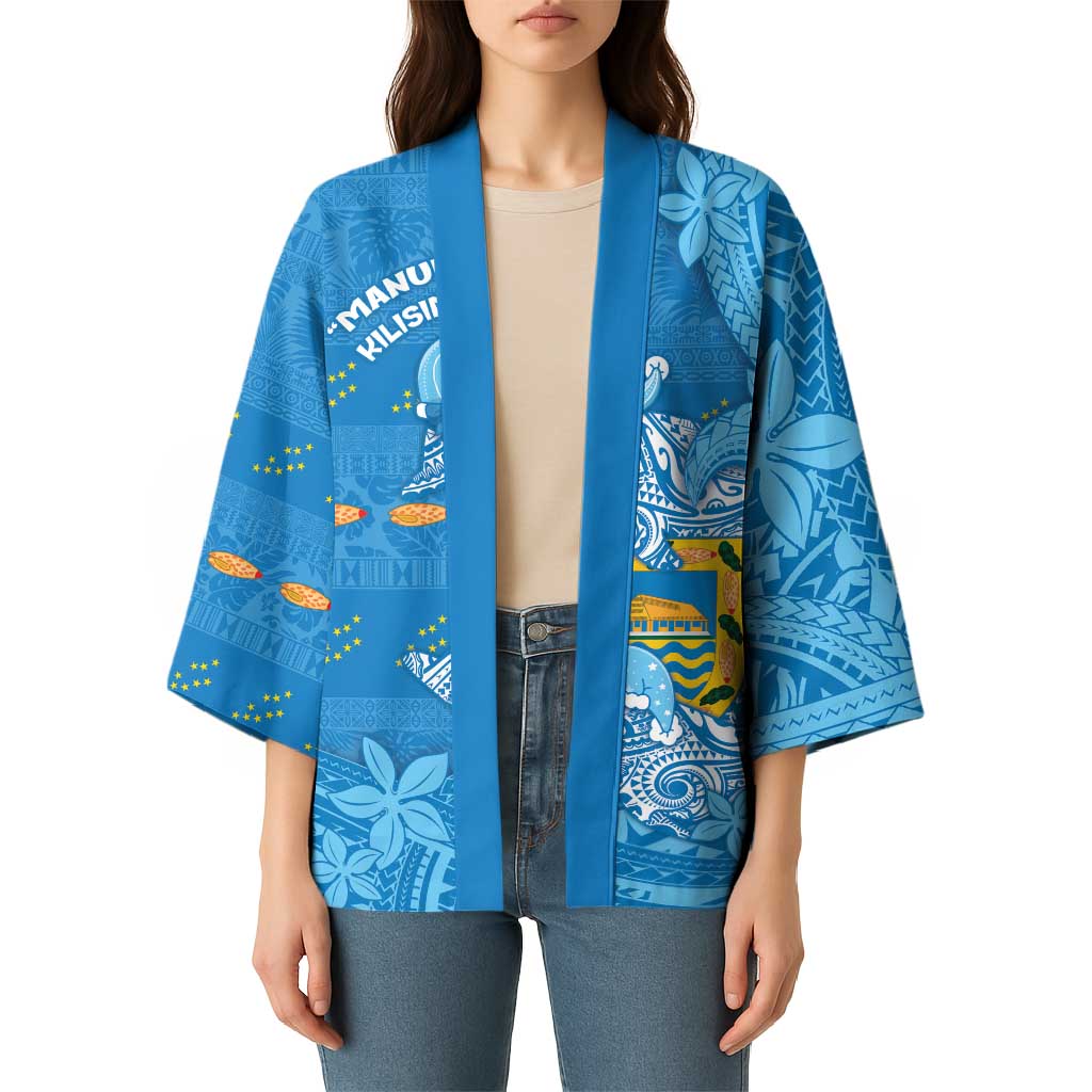 Tuvalu Christmas Kimono Dolphins Santa Xmas Tribal Waves - Polynesian Pride