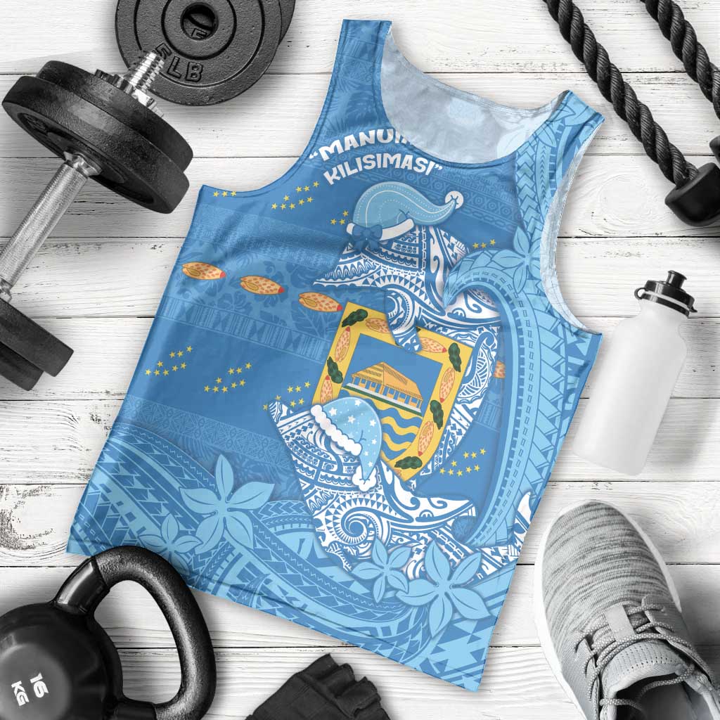 Tuvalu Christmas Men Tank Top Dolphins Santa Xmas Tribal Waves - Polynesian Pride