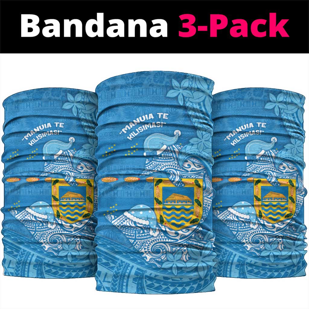 Tuvalu Christmas Neck Gaiter Dolphins Santa Xmas Tribal Waves - Polynesian Pride