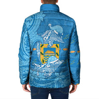 Tuvalu Christmas Padded Jacket Dolphins Santa Xmas Tribal Waves - Polynesian Pride