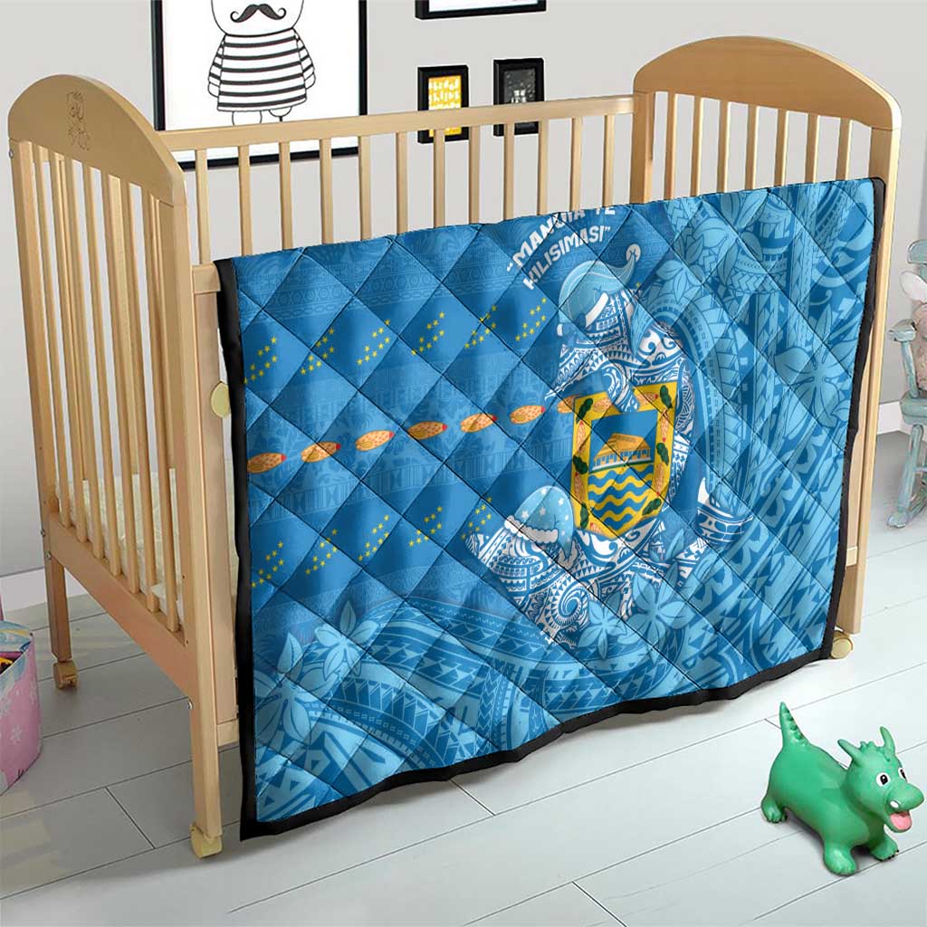 Tuvalu Christmas Quilt Dolphins Santa Xmas Tribal Waves - Polynesian Pride