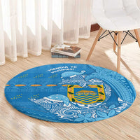 Tuvalu Christmas Round Carpet Dolphins Santa Xmas Tribal Waves - Polynesian Pride