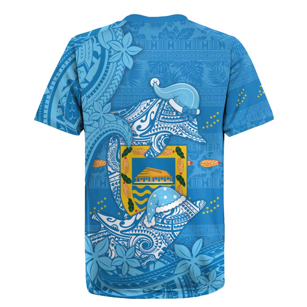 Tuvalu Christmas Rugby Jersey Dolphins Santa Xmas Tribal Waves - Polynesian Pride