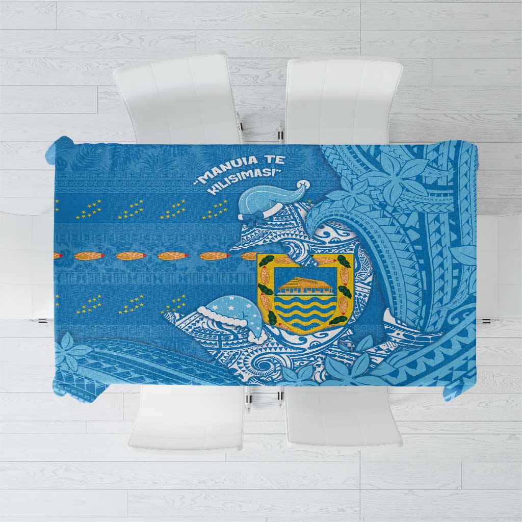 Tuvalu Christmas Tablecloth Dolphins Santa Xmas Tribal Waves - Polynesian Pride