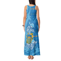 Tuvalu Christmas Tank Maxi Dress Dolphins Santa Xmas Tribal Waves - Polynesian Pride