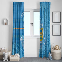 Tuvalu Christmas Window Curtain Dolphins Santa Xmas Tribal Waves - Polynesian Pride