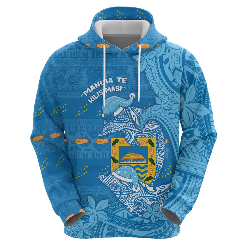 Tuvalu Christmas Zip Hoodie Dolphins Santa Xmas Tribal Waves - Polynesian Pride