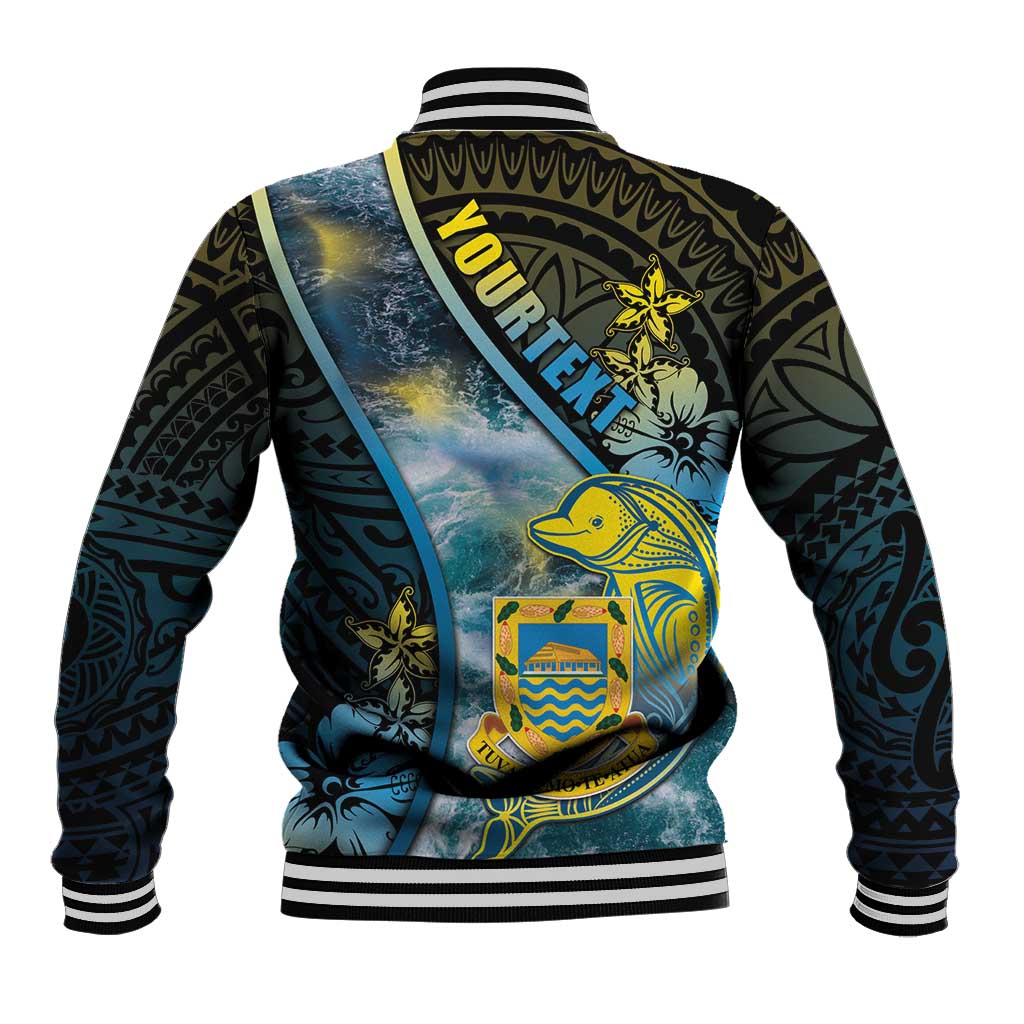 Personalised Tuvalu Baseball Jacket Dolphin On The Waves DT05 - Polynesian Pride