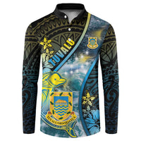 Personalised Tuvalu Button Sweatshirt Dolphin On The Waves DT05 Blue - Polynesian Pride