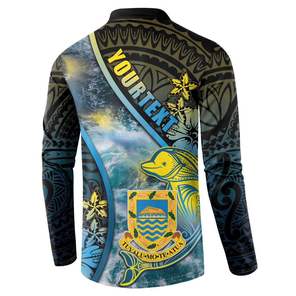 Personalised Tuvalu Button Sweatshirt Dolphin On The Waves DT05 - Polynesian Pride
