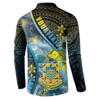 Personalised Tuvalu Button Sweatshirt Dolphin On The Waves DT05 - Polynesian Pride