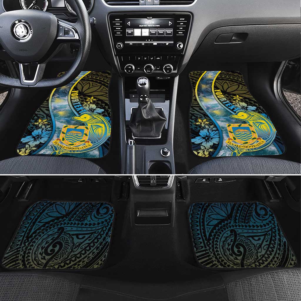 Tuvalu Car Mats Dolphin On The Waves DT05 Set 4pcs Blue - Polynesian Pride