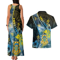 Personalised Tuvalu Couples Matching Tank Maxi Dress and Hawaiian Shirt Dolphin On The Waves DT05 - Polynesian Pride