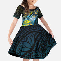 Personalised Tuvalu Family Matching Long Sleeve Bodycon Dress and Hawaiian Shirt Dolphin On The Waves