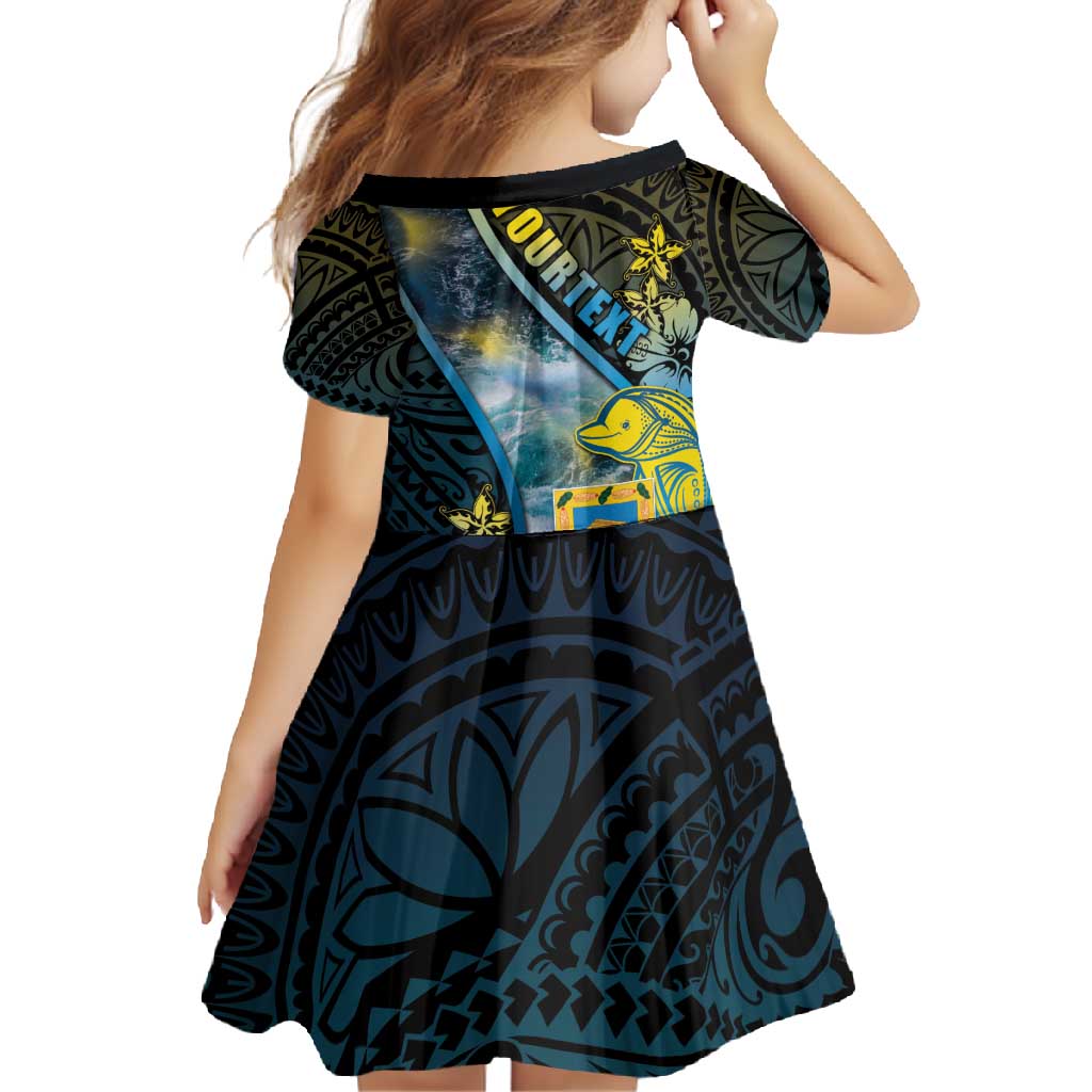 Personalised Tuvalu Family Matching Long Sleeve Bodycon Dress and Hawaiian Shirt Dolphin On The Waves