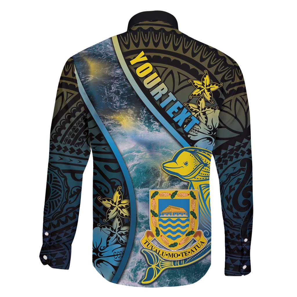 Personalised Tuvalu Family Matching Mermaid Dress and Hawaiian Shirt Dolphin On The Waves