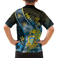 Personalised Tuvalu Family Matching Off The Shoulder Long Sleeve Dress and Hawaiian Shirt Dolphin On The Waves DT05 - Polynesian Pride