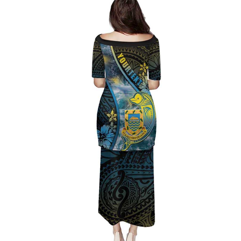 Personalised Tuvalu Family Matching Puletasi and Hawaiian Shirt Dolphin On The Waves DT05 - Polynesian Pride
