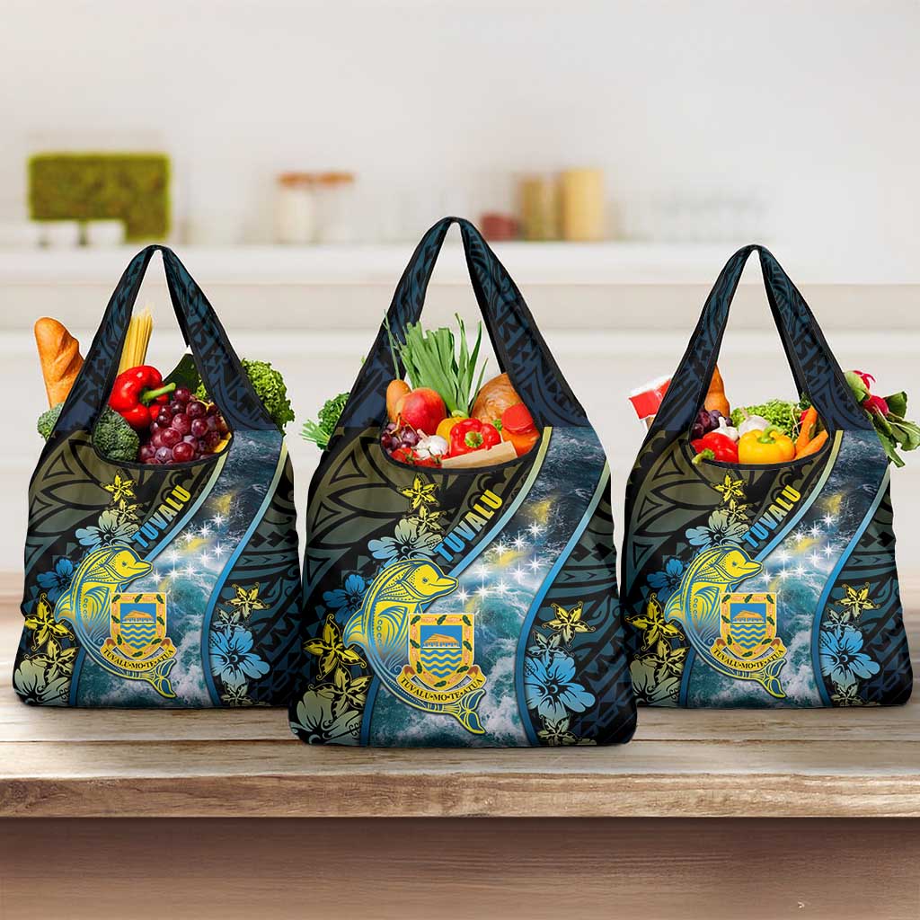 Tuvalu Grocery Bag Dolphin On The Waves DT05 3-pack One Size Blue - Polynesian Pride