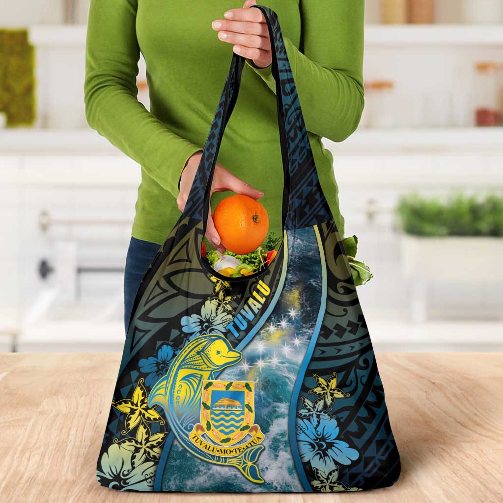Tuvalu Grocery Bag Dolphin On The Waves DT05 - Polynesian Pride