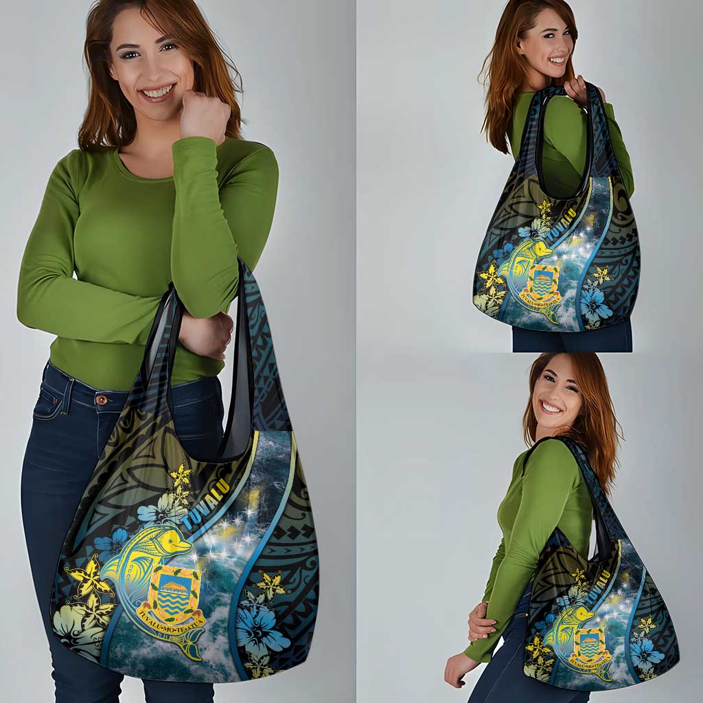 Tuvalu Grocery Bag Dolphin On The Waves DT05 - Polynesian Pride