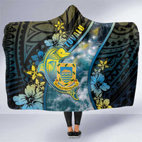Tuvalu Hooded Blanket Dolphin On The Waves DT05 One Size Blue - Polynesian Pride
