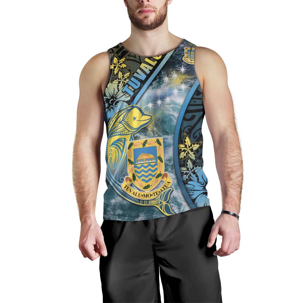 Personalised Tuvalu Men Tank Top Dolphin On The Waves DT05 - Polynesian Pride