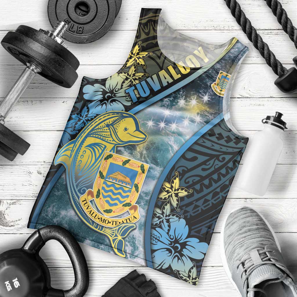 Personalised Tuvalu Men Tank Top Dolphin On The Waves DT05 - Polynesian Pride